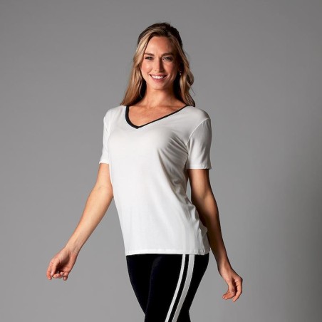 T-shirt col en 'V' Coconut Ebony